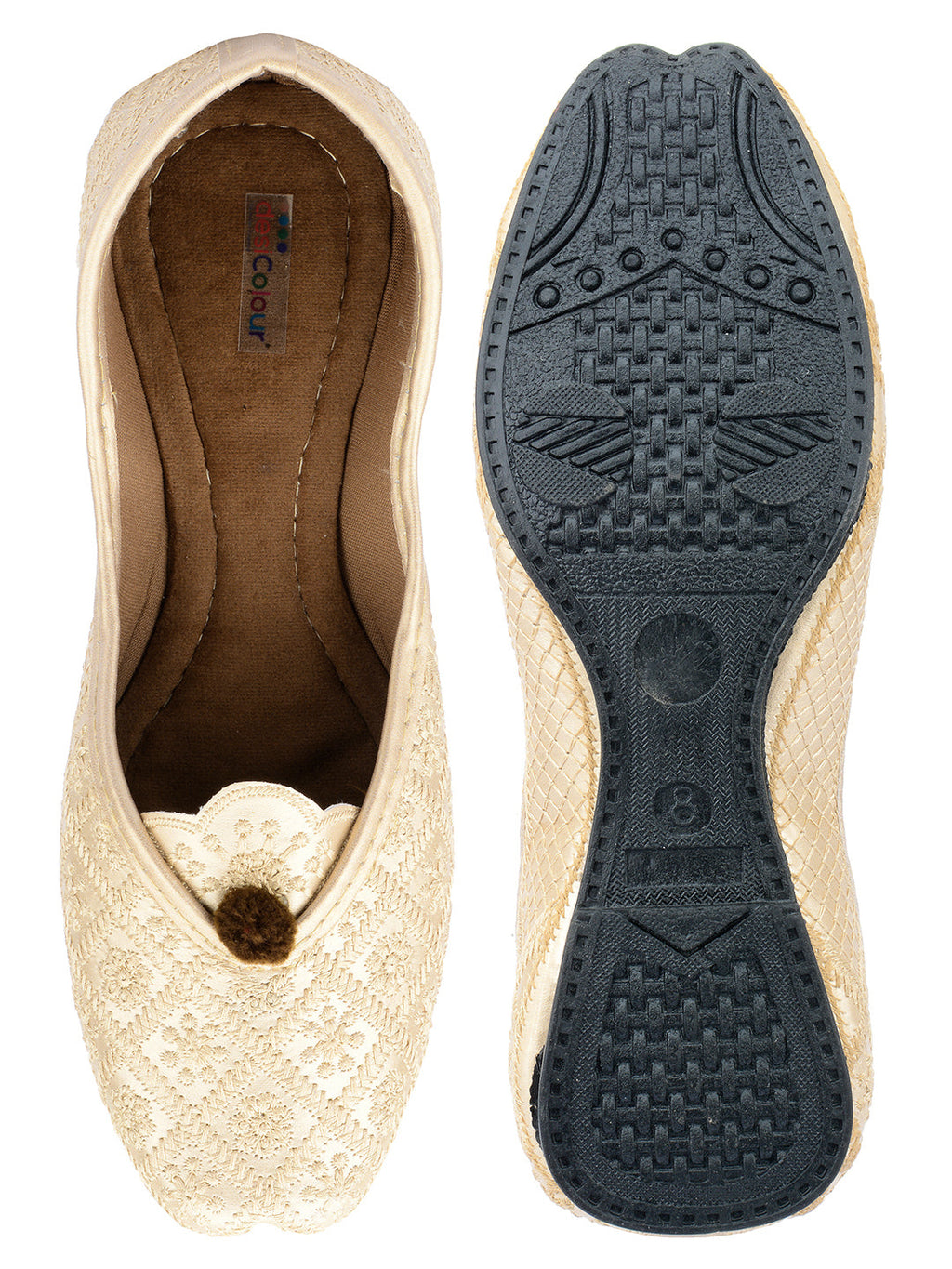 Desi Colour Women Indian Ethnic Footwear-Gold Front Flip