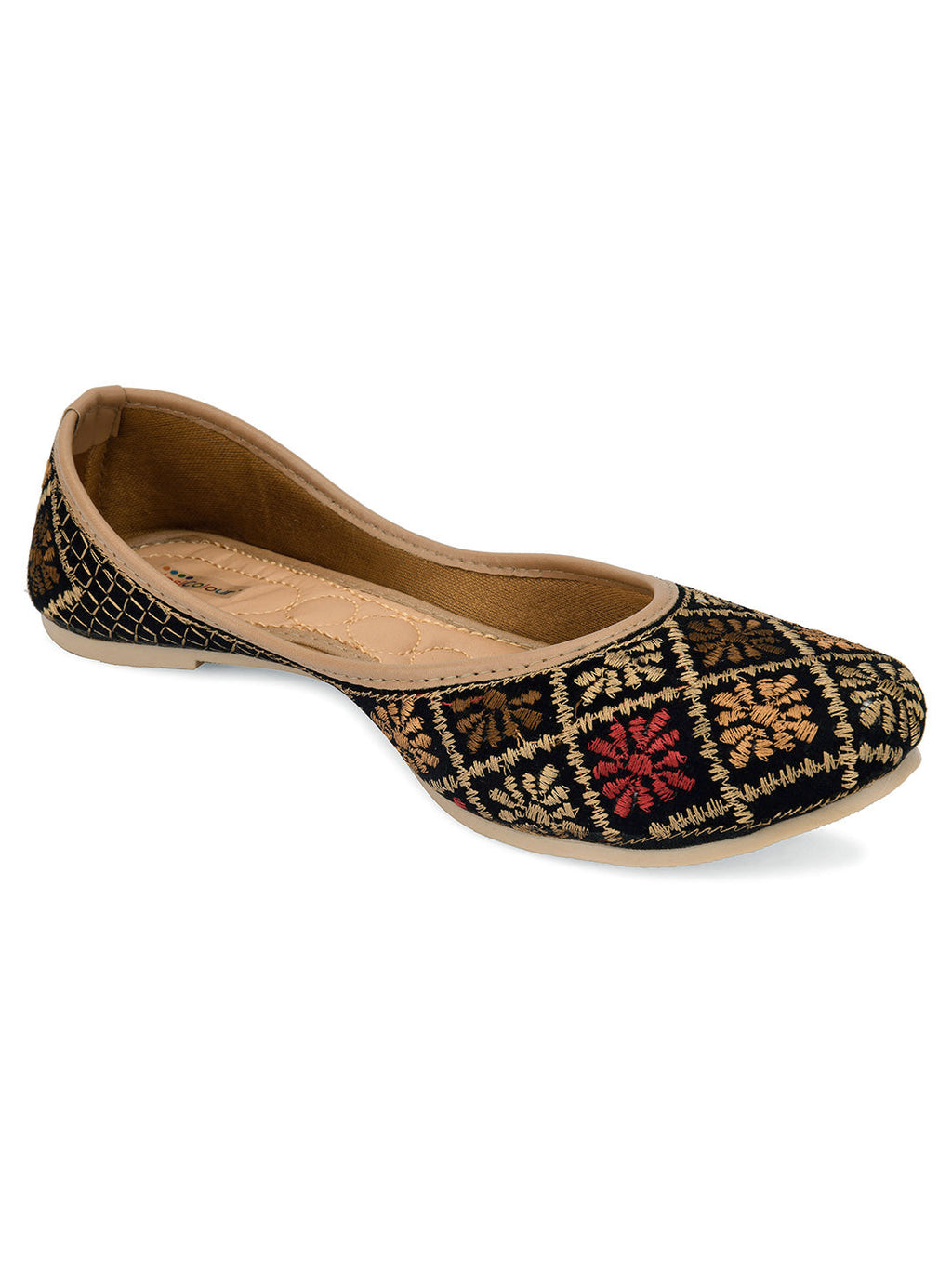 Desi Colour Women Indian Ethnic Footwear-Black Thread Work 2