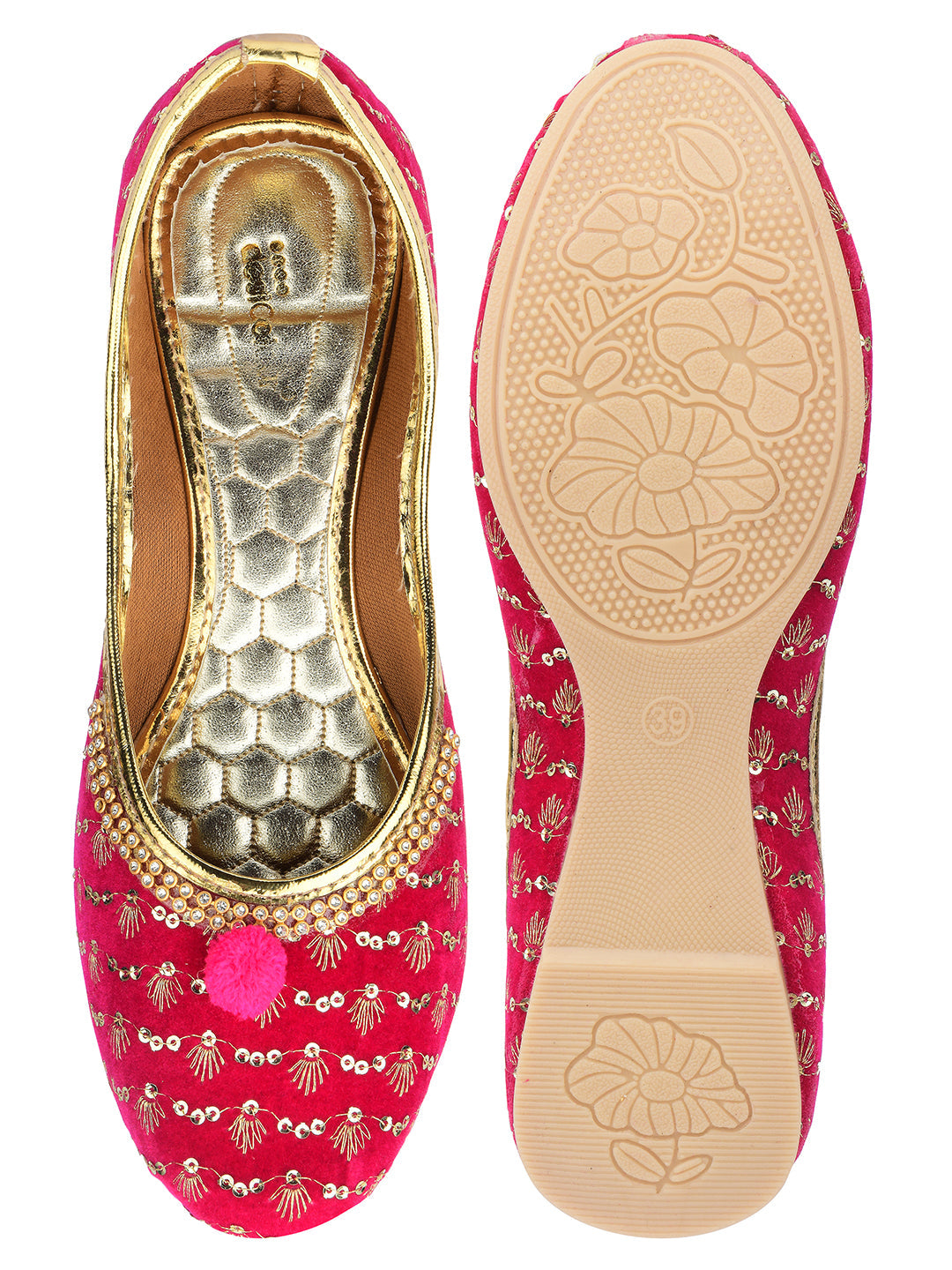 Desi Colour Women Indian Ethnic Footwear-Pink Star