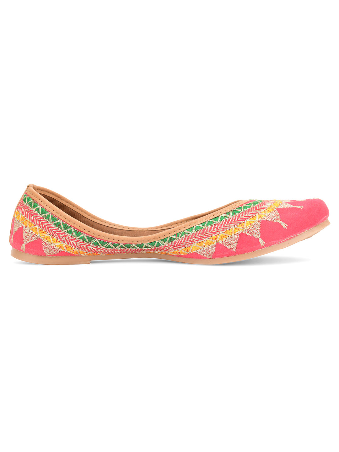 Desi Colour Women Indian Ethnic Footwear-New Mid Range- Pink Zari