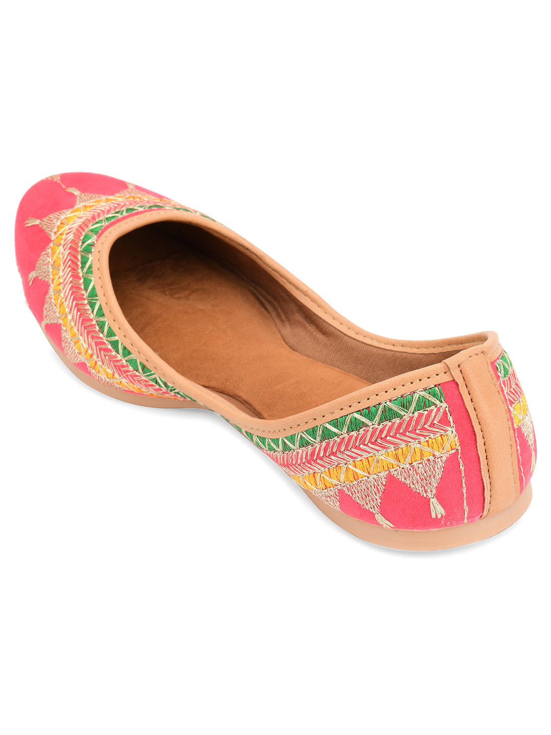 Desi Colour Women Indian Ethnic Footwear-New Mid Range- Pink Zari