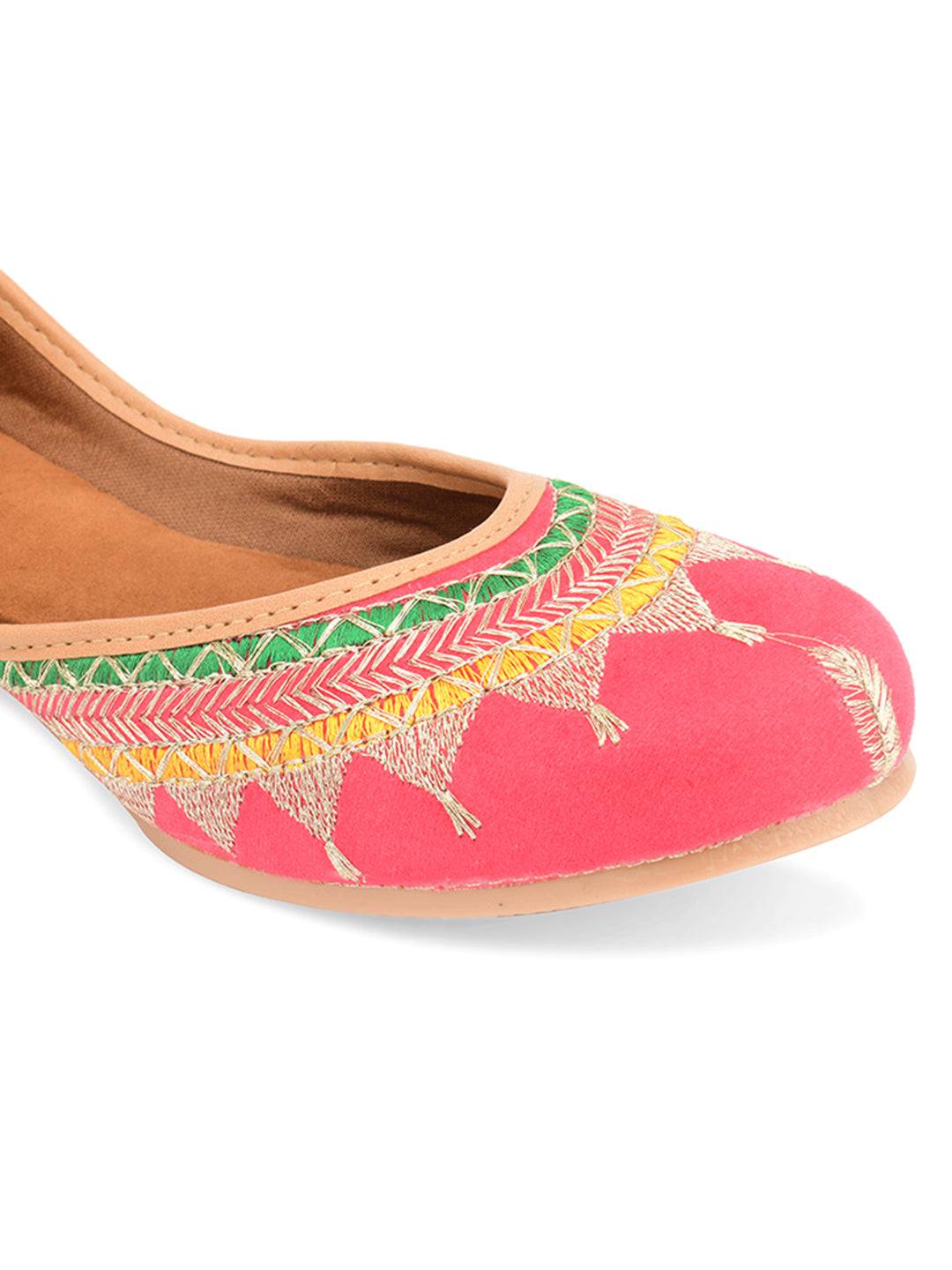 Desi Colour Women Indian Ethnic Footwear-New Mid Range- Pink Zari