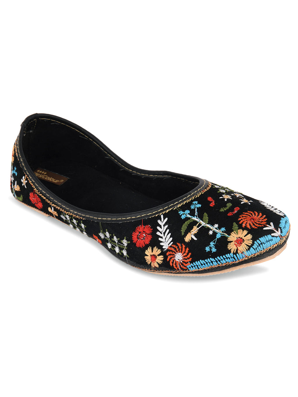 Desi Colour Women Indian Ethnic Footwear-Black Heavy Work-LR