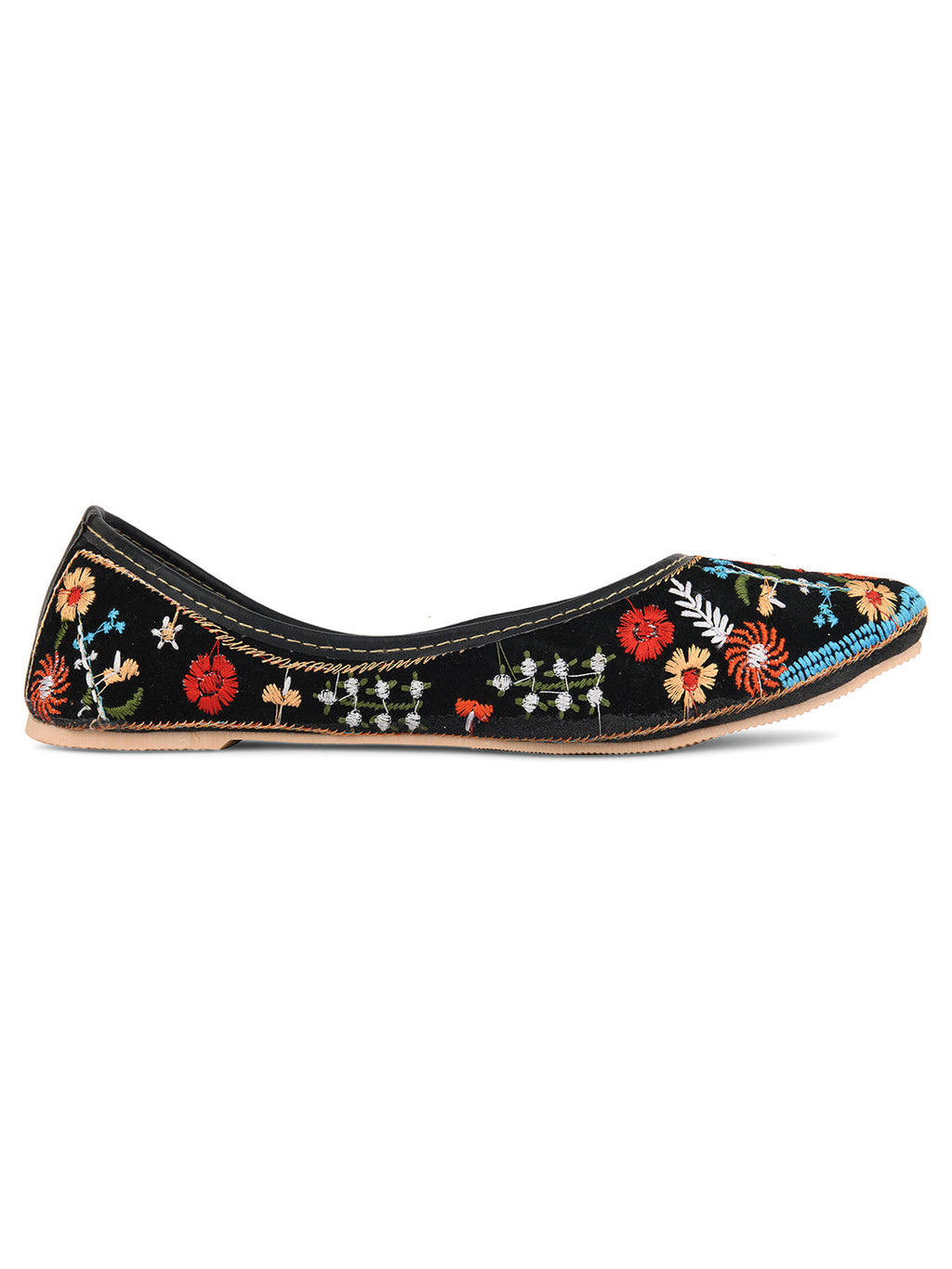Desi Colour Women Indian Ethnic Footwear-Black Heavy Work-LR