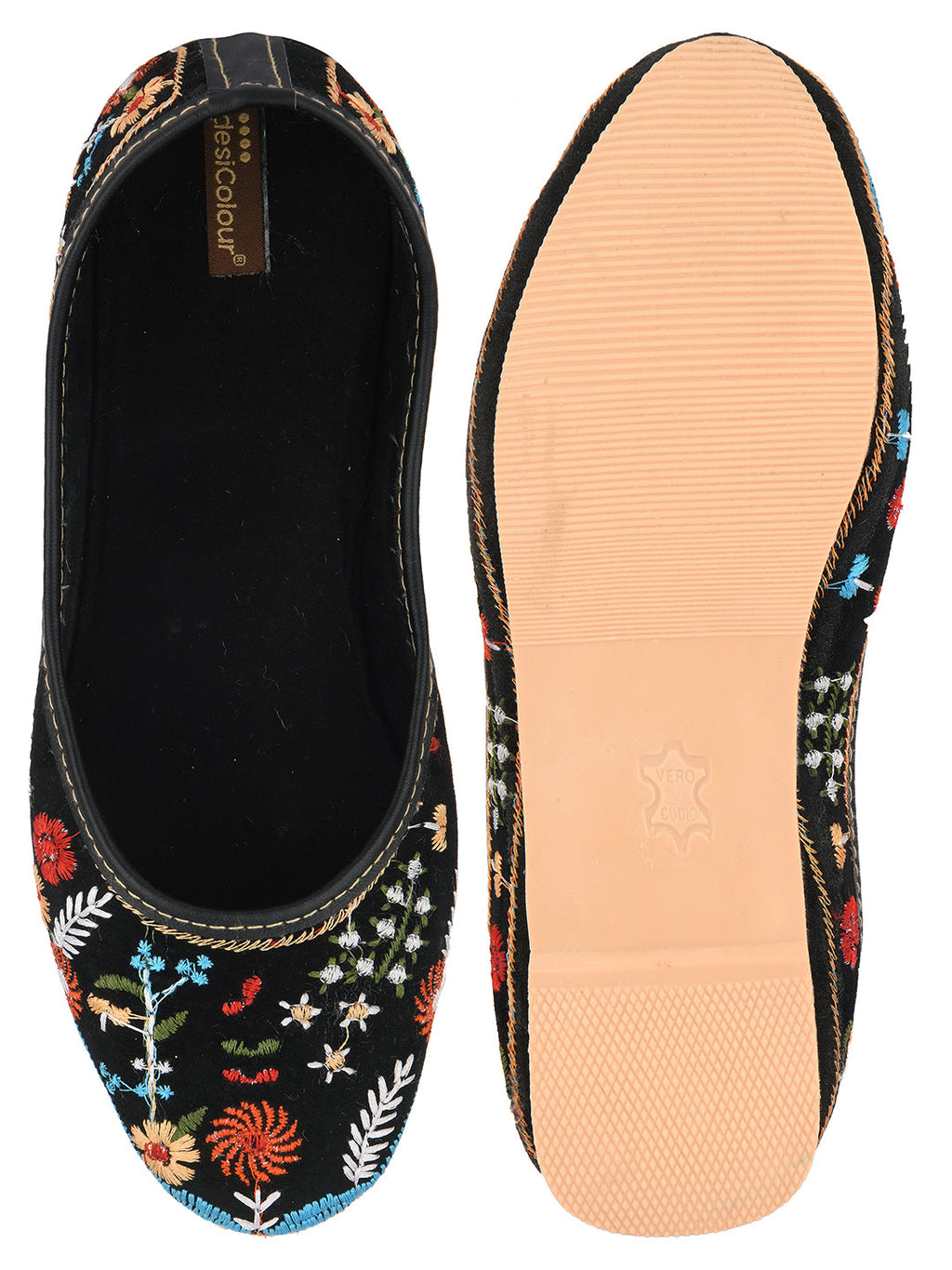 Desi Colour Women Indian Ethnic Footwear-Black Heavy Work-LR