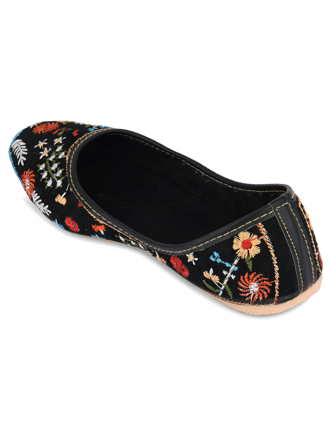 Desi Colour Women Indian Ethnic Footwear-Black Heavy Work-LR