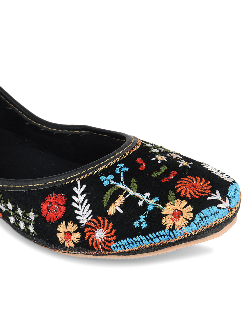Desi Colour Women Indian Ethnic Footwear-Black Heavy Work-LR
