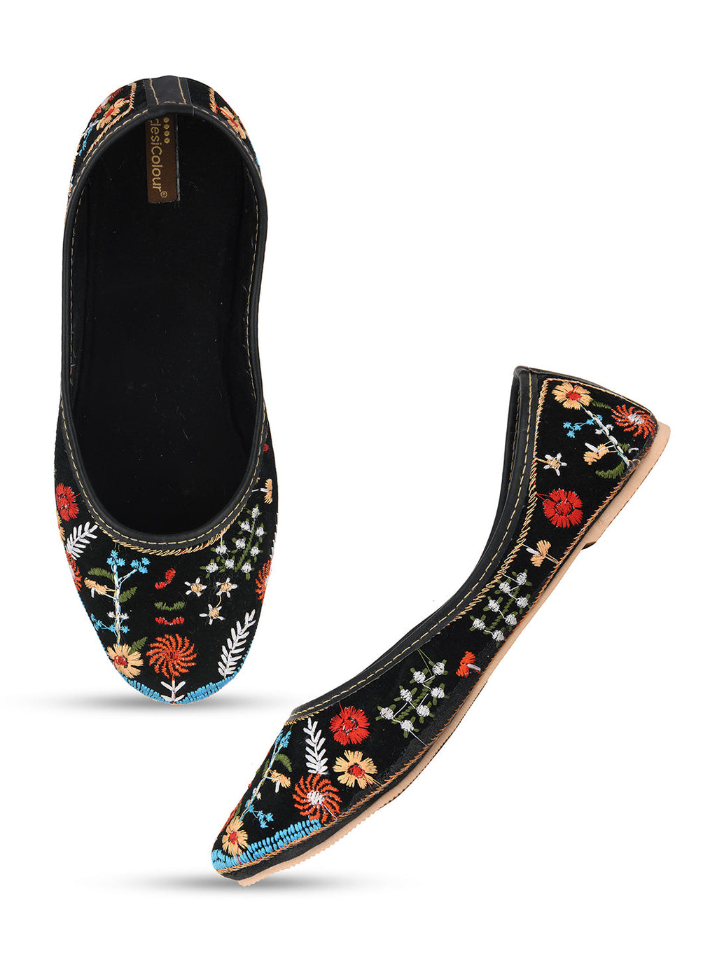Desi Colour Women Indian Ethnic Footwear-Black Heavy Work-LR