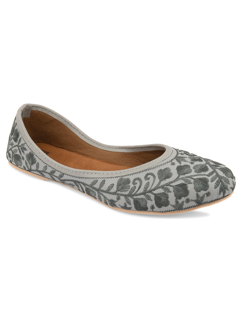 Desi Colour Women Indian Ethnic Footwear-Grey Heavy Work-LR