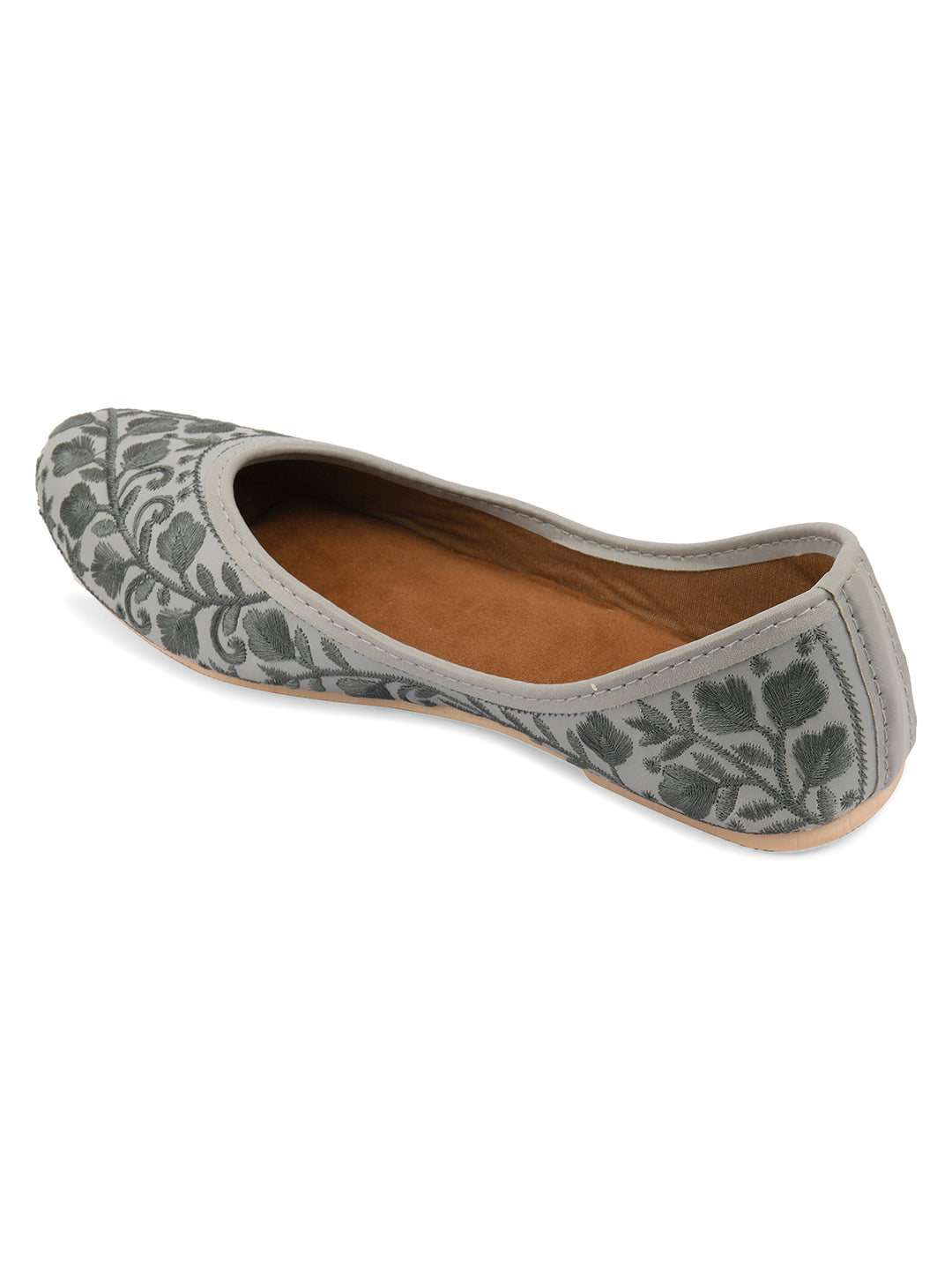 Desi Colour Women Indian Ethnic Footwear-Grey Heavy Work-LR