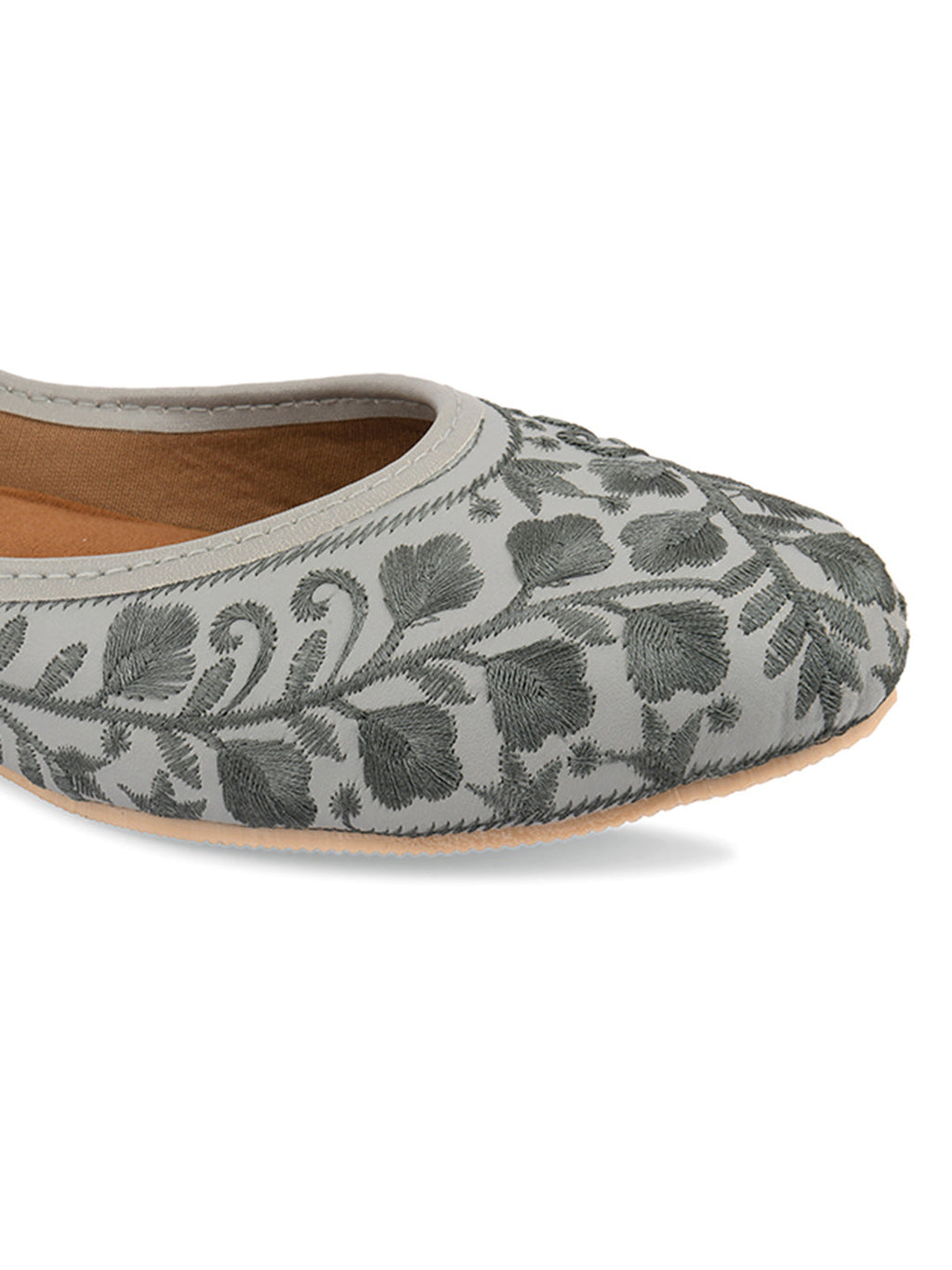 Desi Colour Women Indian Ethnic Footwear-Grey Heavy Work-LR