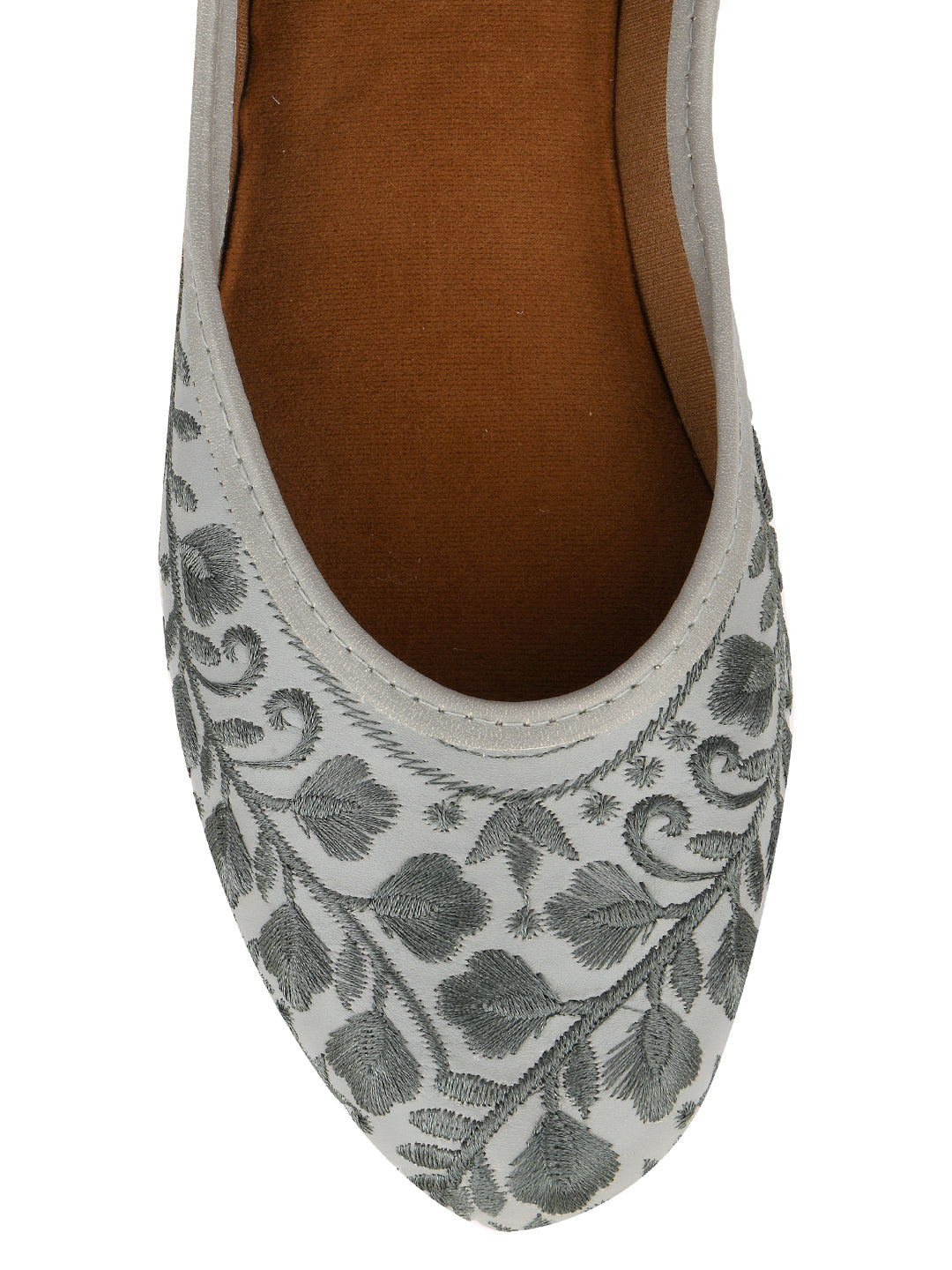 Desi Colour Women Indian Ethnic Footwear-Grey Heavy Work-LR