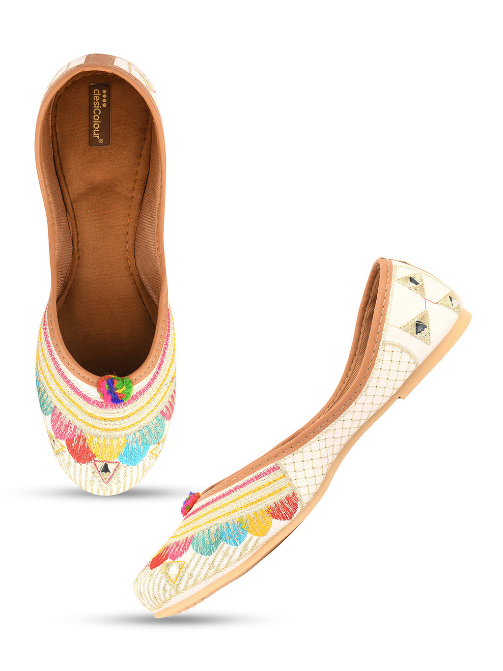 Desi Colour Women Indian Ethnic Footwear-Multi Flower