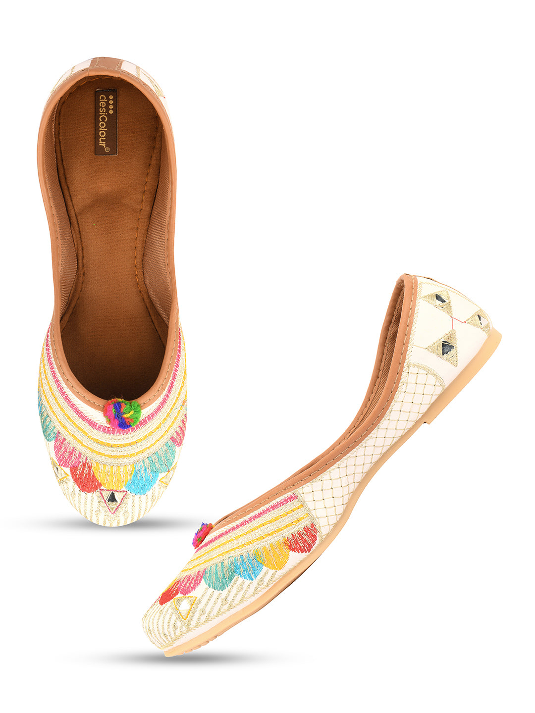 Desi Colour Women Indian Ethnic Footwear-Multi Flower