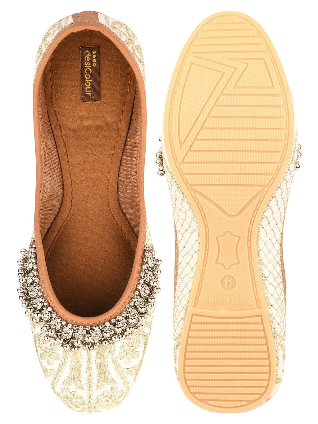 Desi Colour Women Indian Ethnic Footwear-Off White-Gungroo