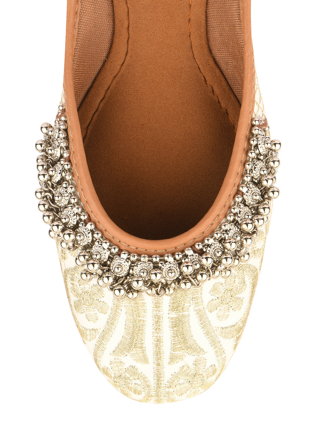 Desi Colour Women Indian Ethnic Footwear-Off White-Gungroo
