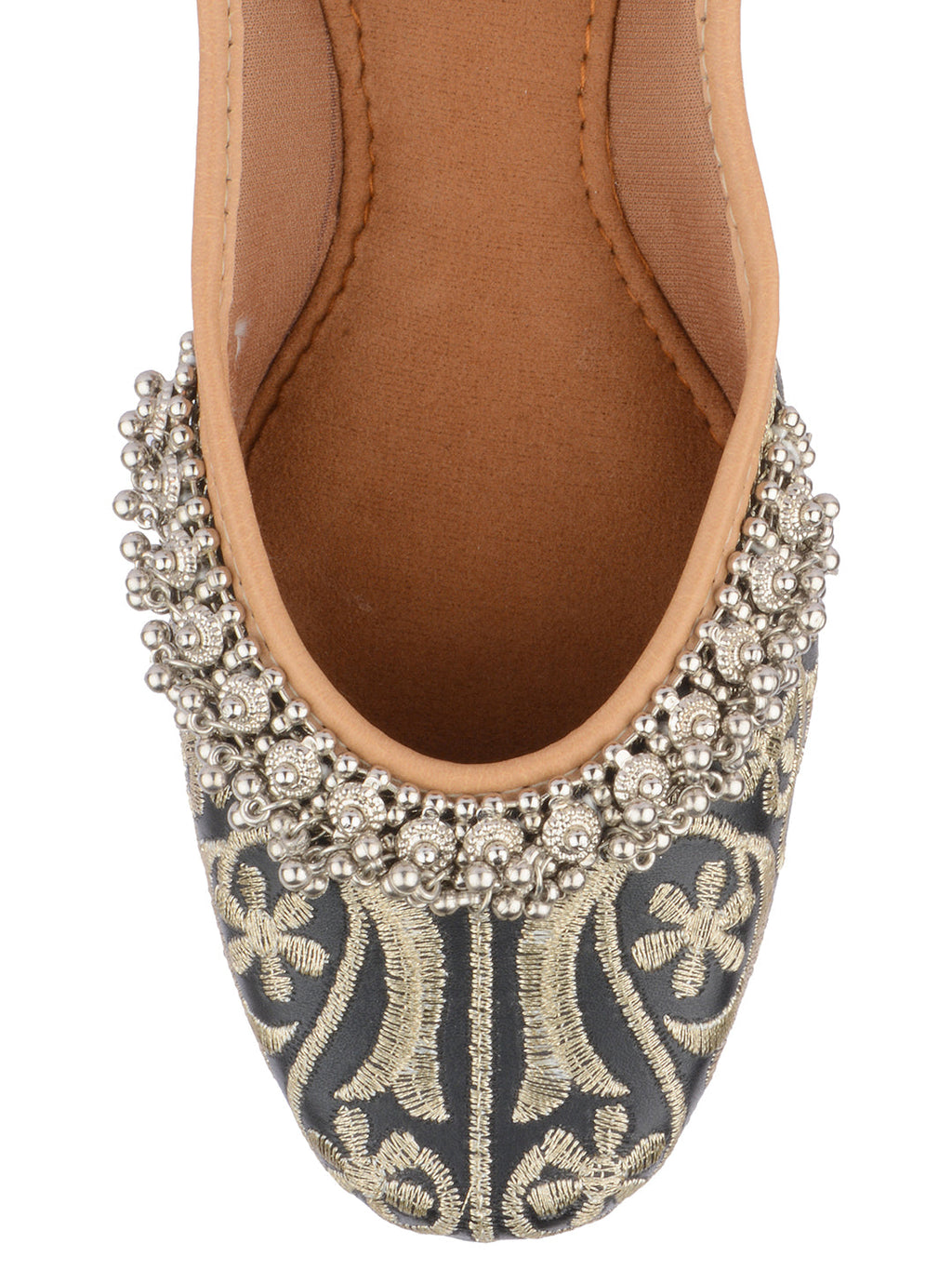 Desi Colour Women Indian Ethnic Footwear-Black Gungroo