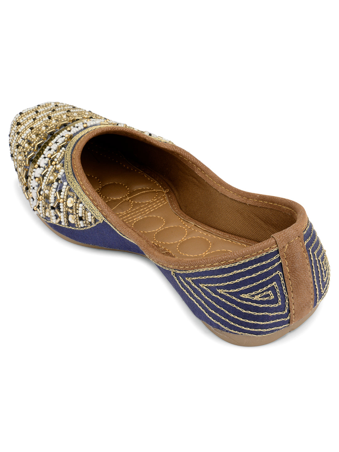 Desi Colour Women Indian Ethnic Footwear-Party Wear Navy Blue Emb
