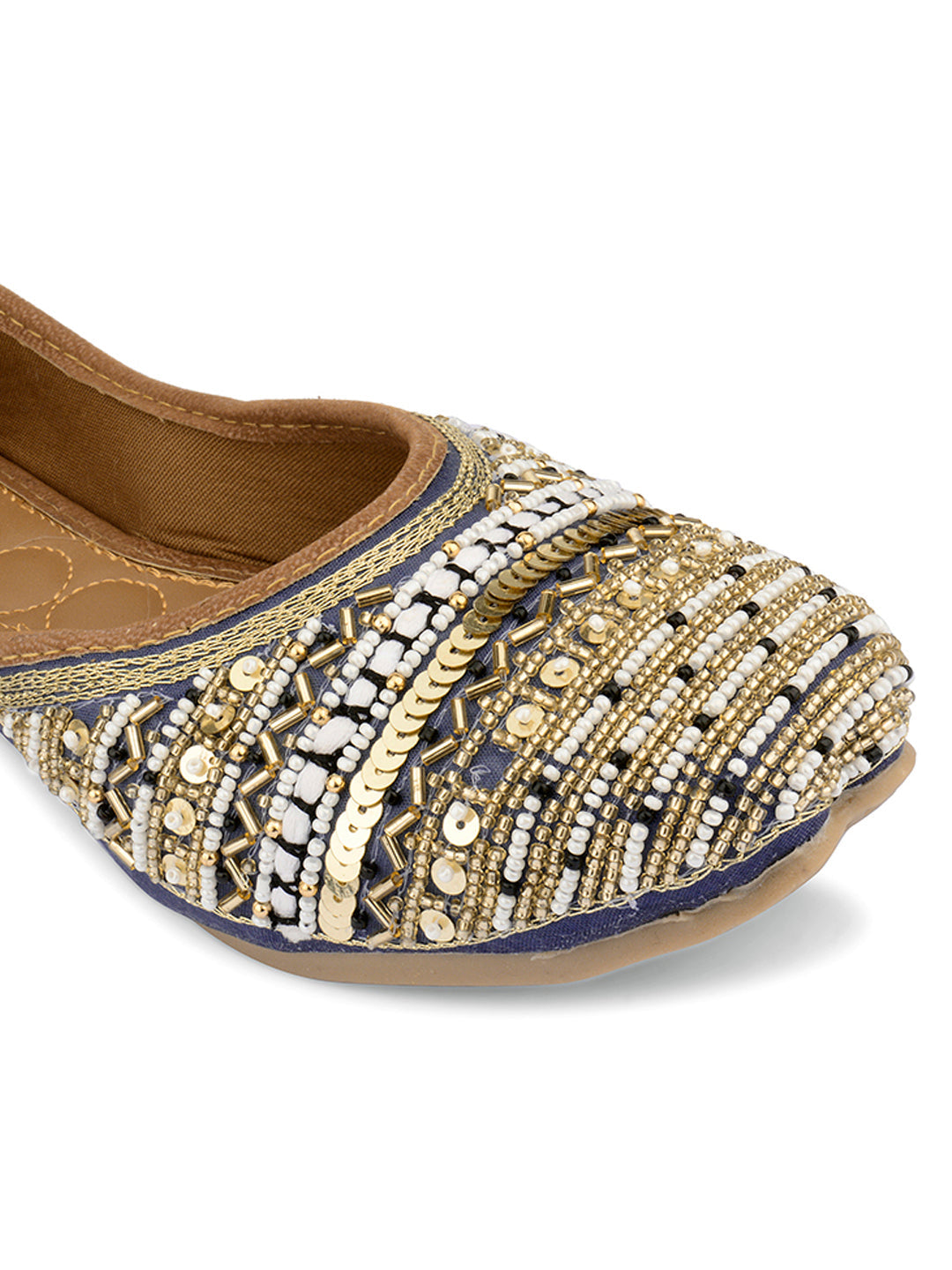 Desi Colour Women Indian Ethnic Footwear-Party Wear Navy Blue Emb