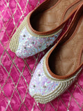 Desi Colour Women Indian Ethnic Footwear-White Pearl Shine
