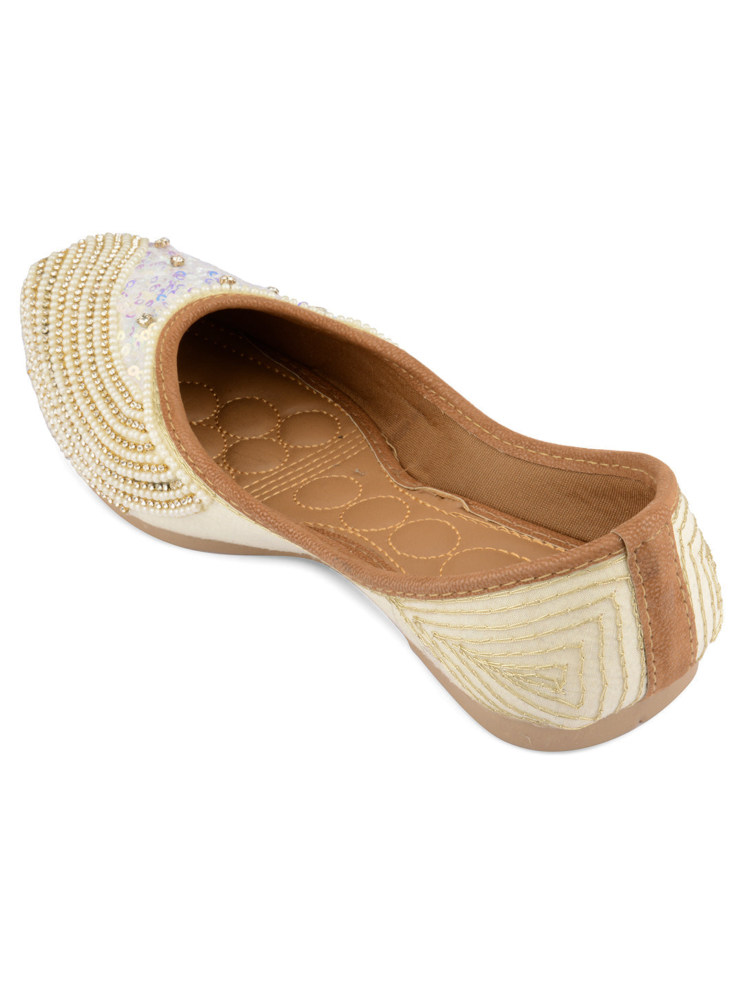Desi Colour Women Indian Ethnic Footwear-White Pearl Shine