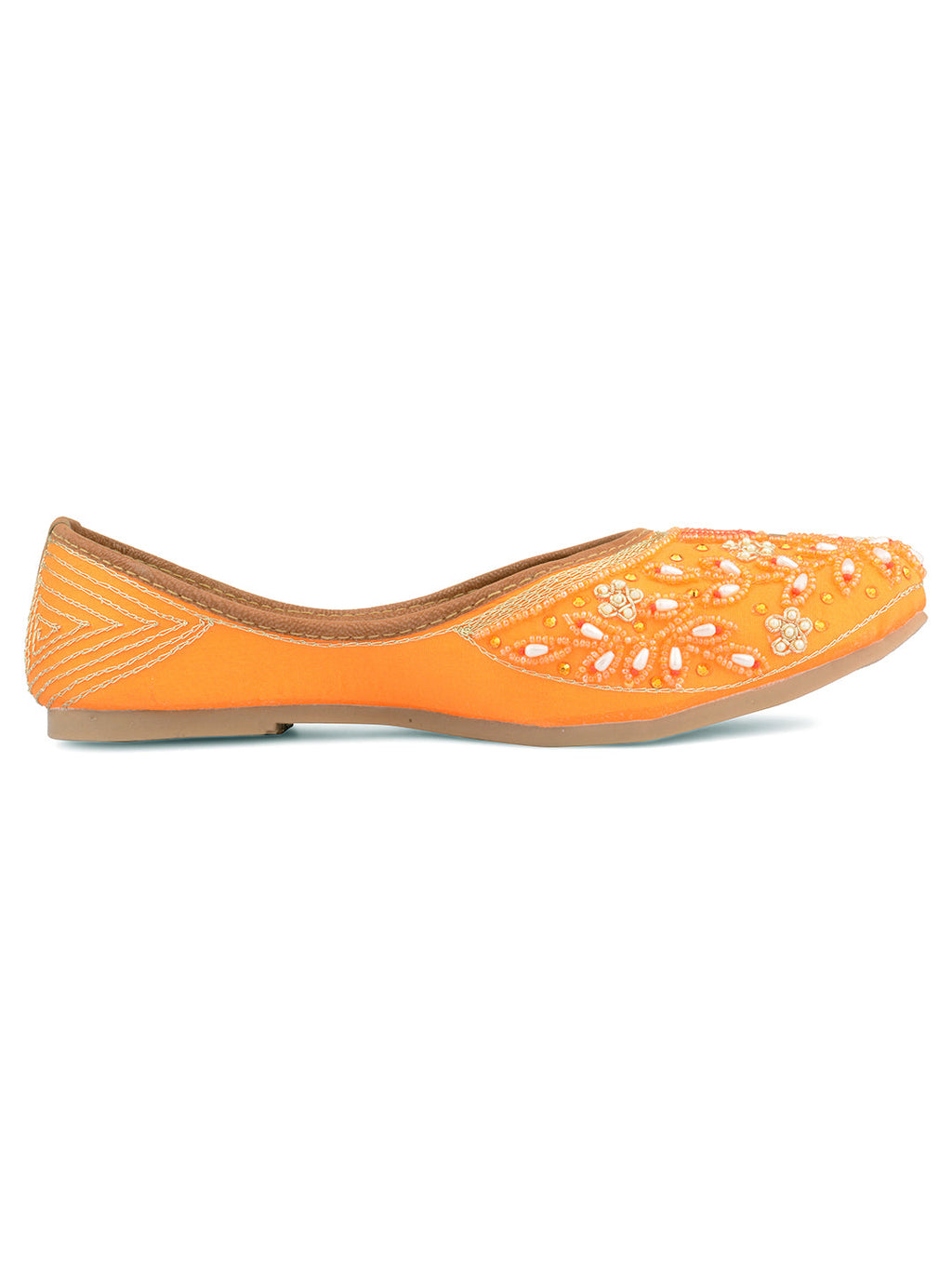 Desi Colour Women Indian Ethnic Footwear-Party Wear Orange Pearl