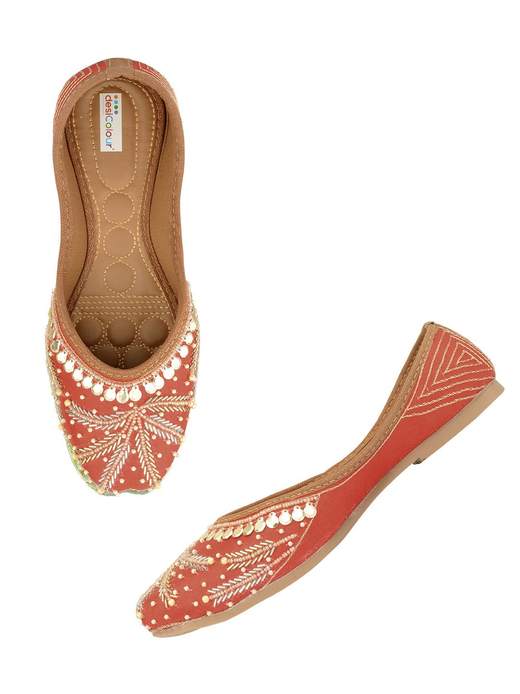 Desi Colour Women Indian Ethnic Footwear-Red Half Wheel