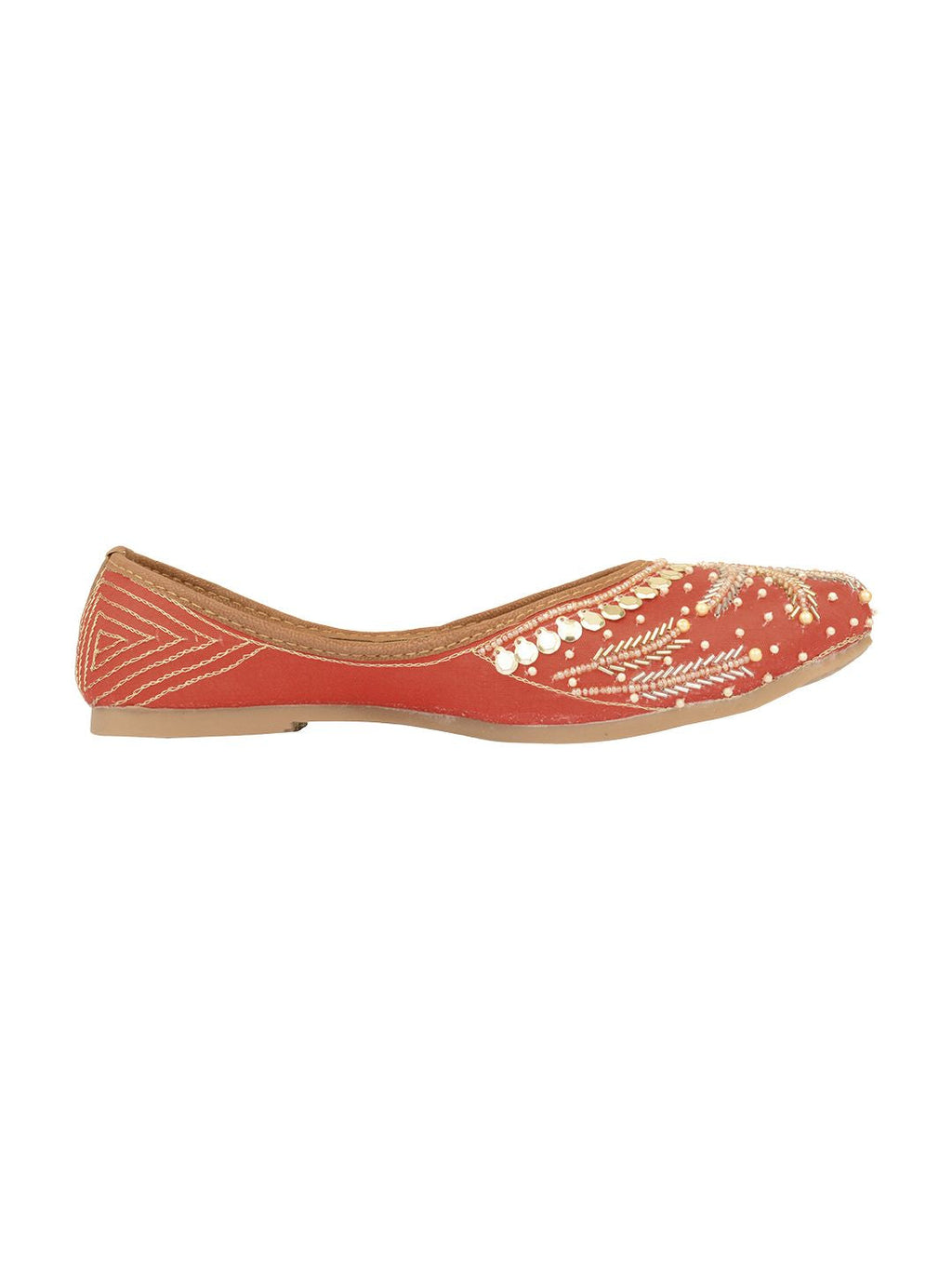 Desi Colour Women Indian Ethnic Footwear-Red Half Wheel