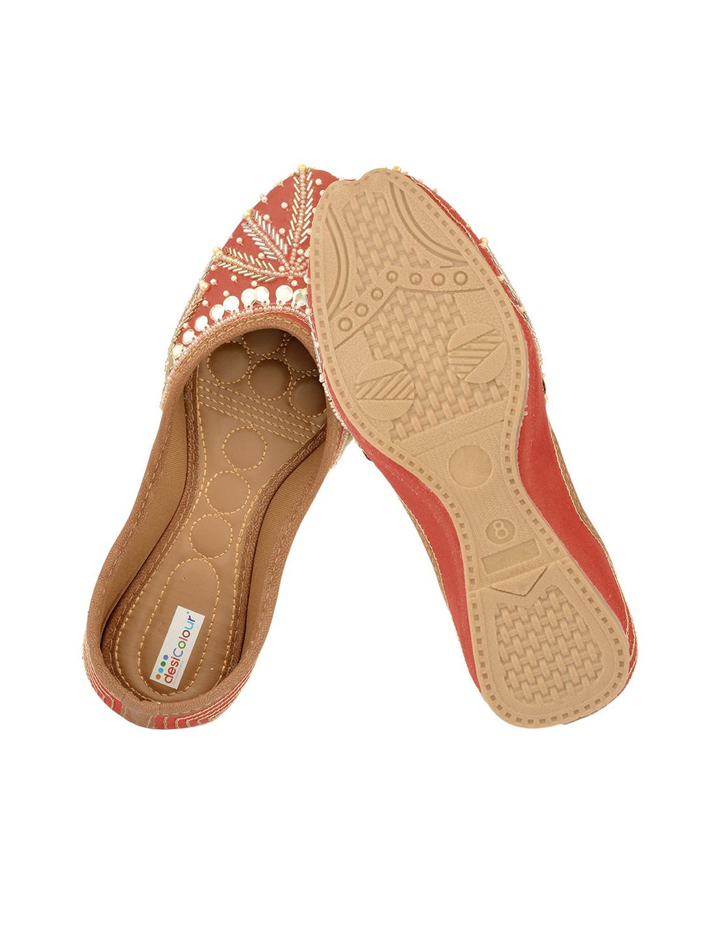 Desi Colour Women Indian Ethnic Footwear-Red Half Wheel