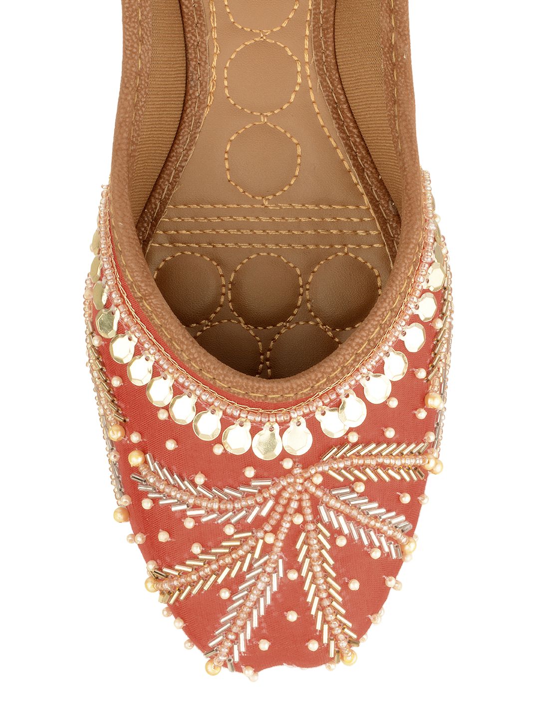 Desi Colour Women Indian Ethnic Footwear-Red Half Wheel