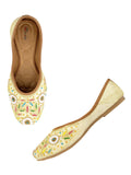 Desi Colour Women Indian Ethnic Footwear-Off White MultiColour