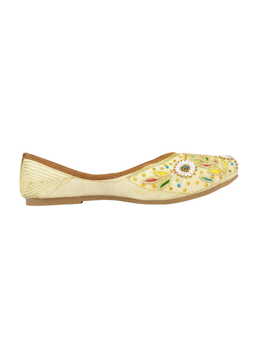 Desi Colour Women Indian Ethnic Footwear-Off White MultiColour