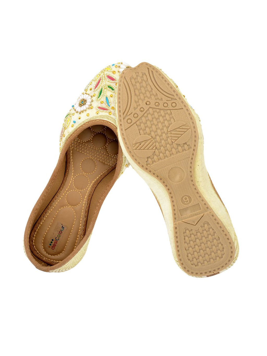 Desi Colour Women Indian Ethnic Footwear-Off White MultiColour