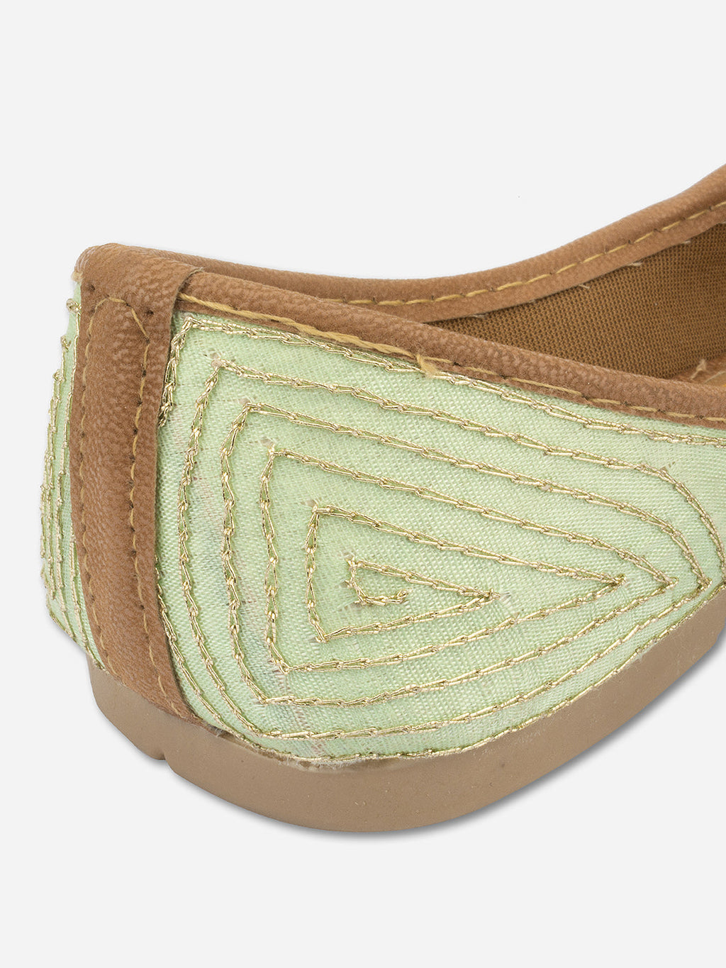 Desi Colour Women Indian Ethnic Footwear-Sea Green Pearl Web