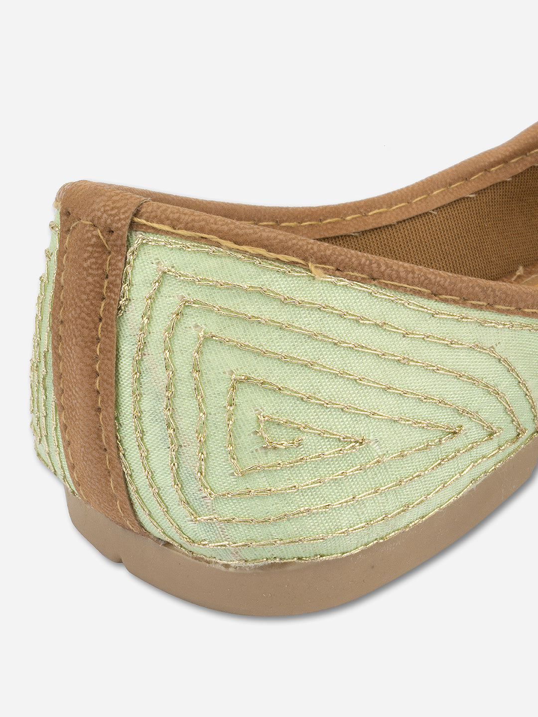Desi Colour Women Indian Ethnic Footwear-Sea Green Pearl Web