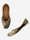 Desi Colour Women Indian Ethnic Footwear-Black Pearl Shine