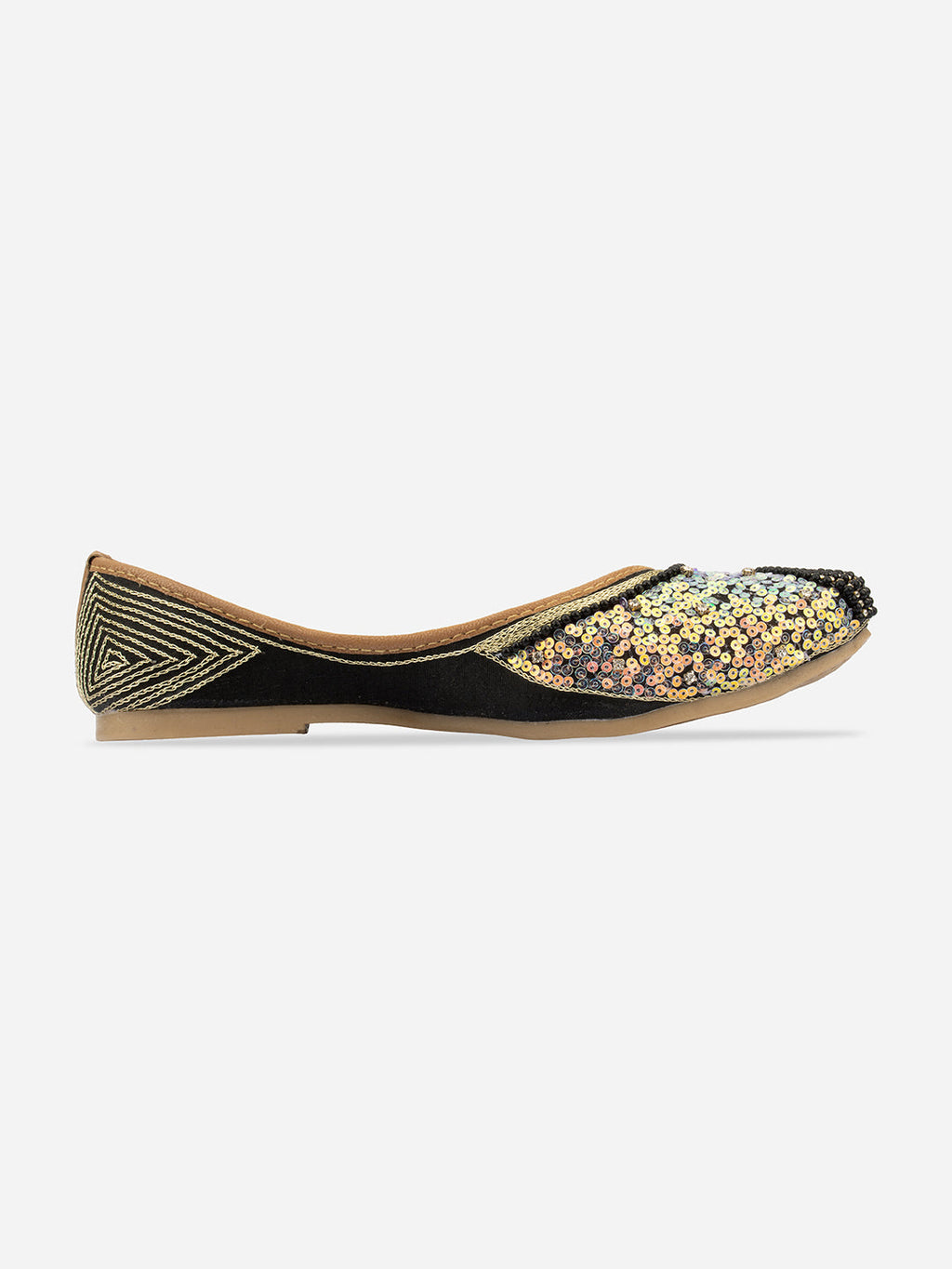 Desi Colour Women Indian Ethnic Footwear-Black Pearl Shine