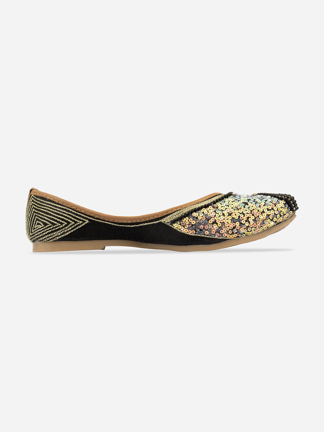 Desi Colour Women Indian Ethnic Footwear-Black Pearl Shine