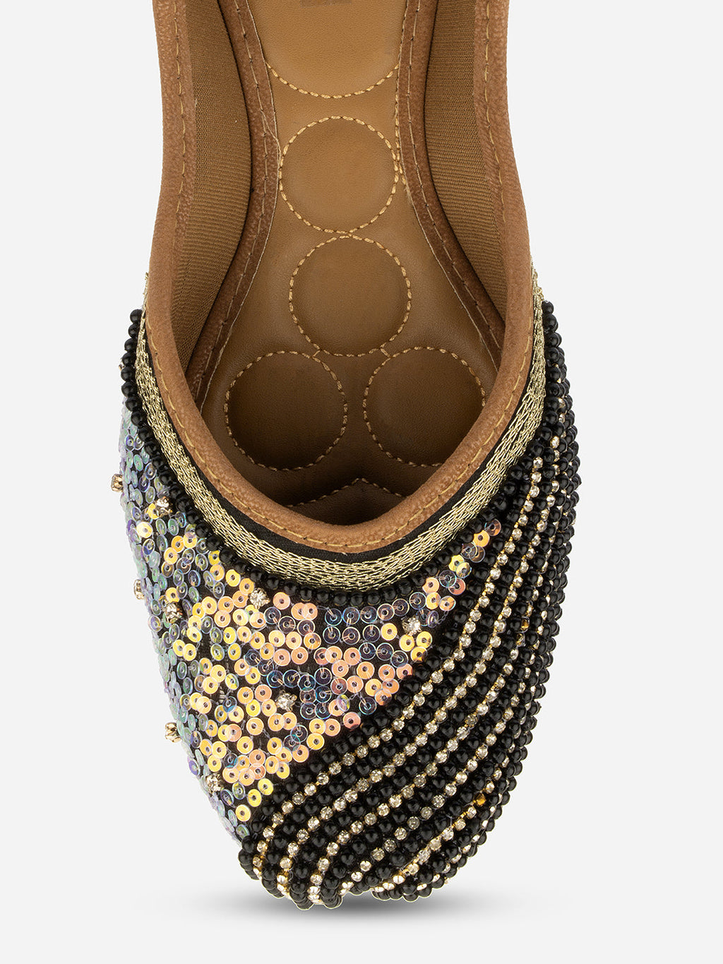 Desi Colour Women Indian Ethnic Footwear-Black Pearl Shine