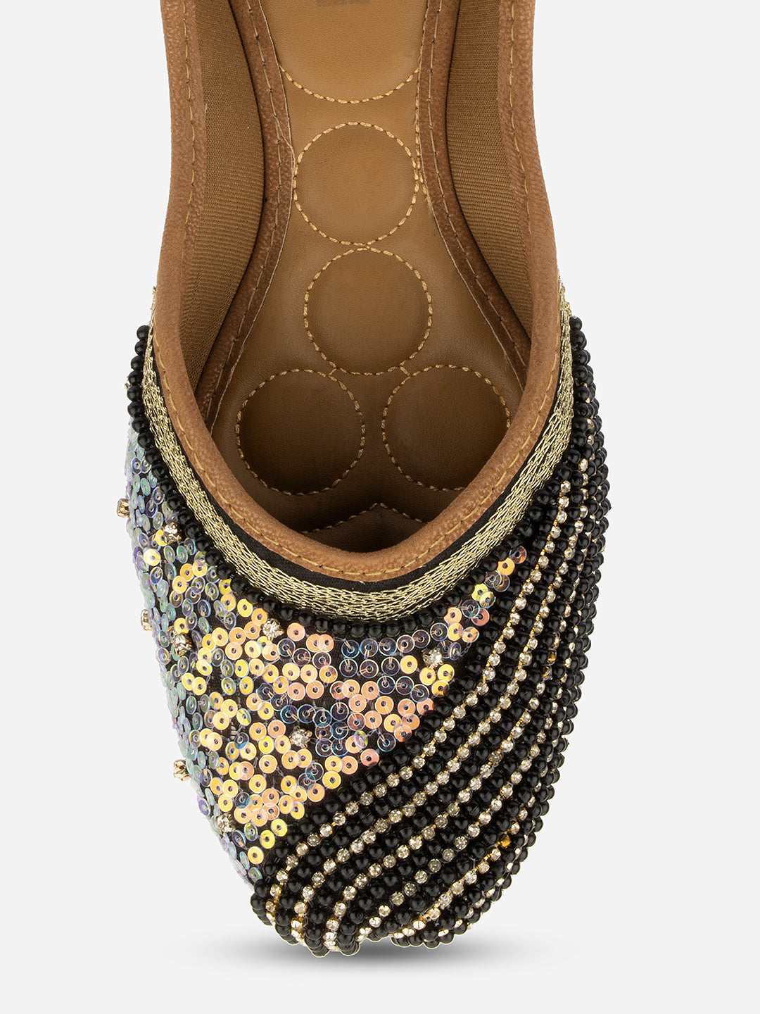 Desi Colour Women Indian Ethnic Footwear-Black Pearl Shine