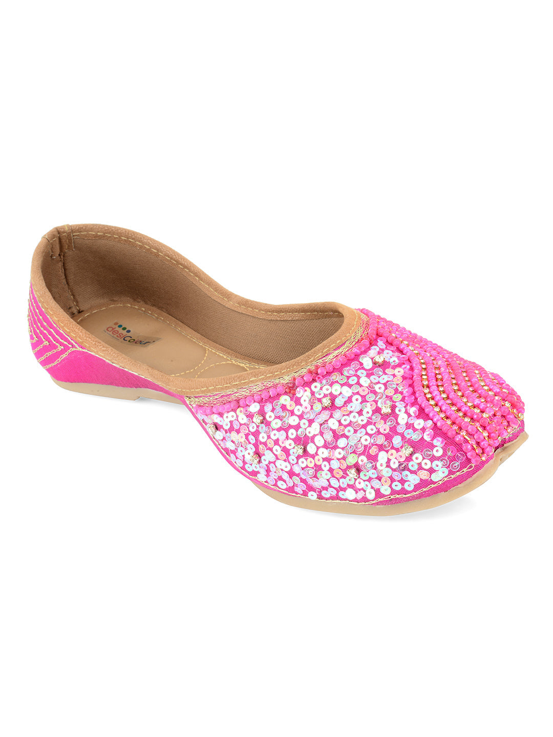 Desi Colour Women Indian Ethnic Footwear-Hot Pink Shine