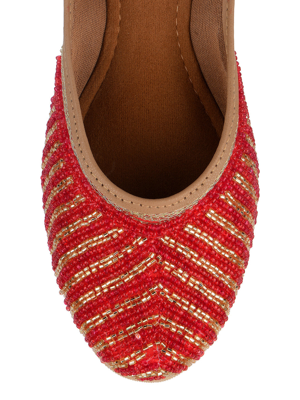 Desi Colour Women Indian Ethnic Footwear-Sleek Pearl-Red
