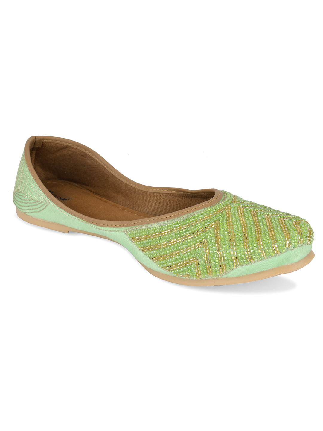 Desi Colour Women Indian Ethnic Footwear-Sleek Pearl-Green