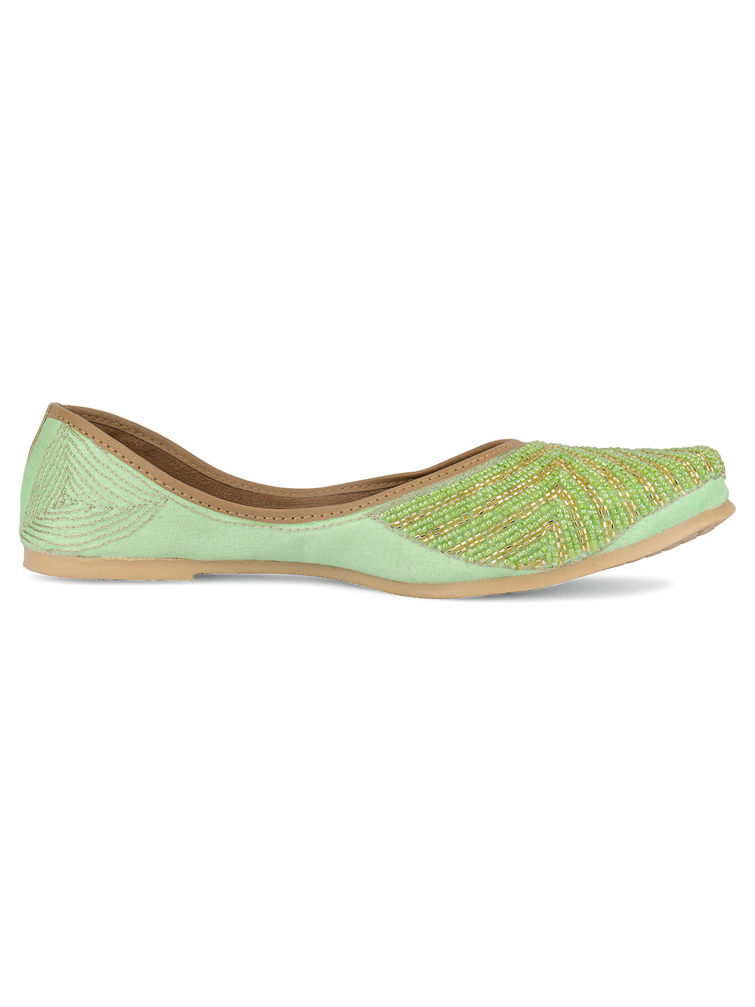 Desi Colour Women Indian Ethnic Footwear-Sleek Pearl-Green