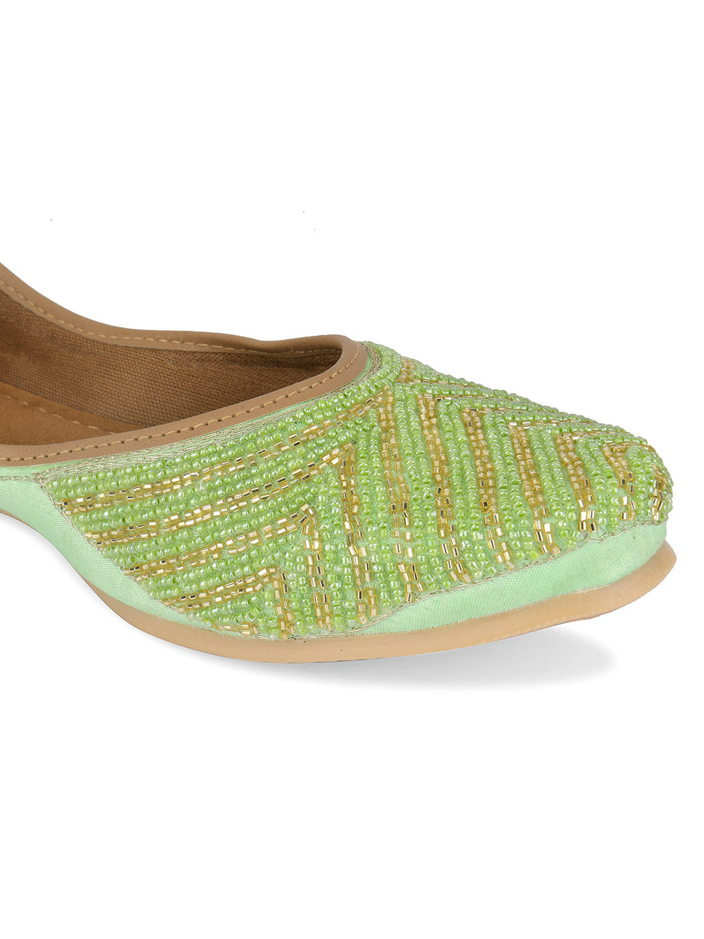 Desi Colour Women Indian Ethnic Footwear-Sleek Pearl-Green