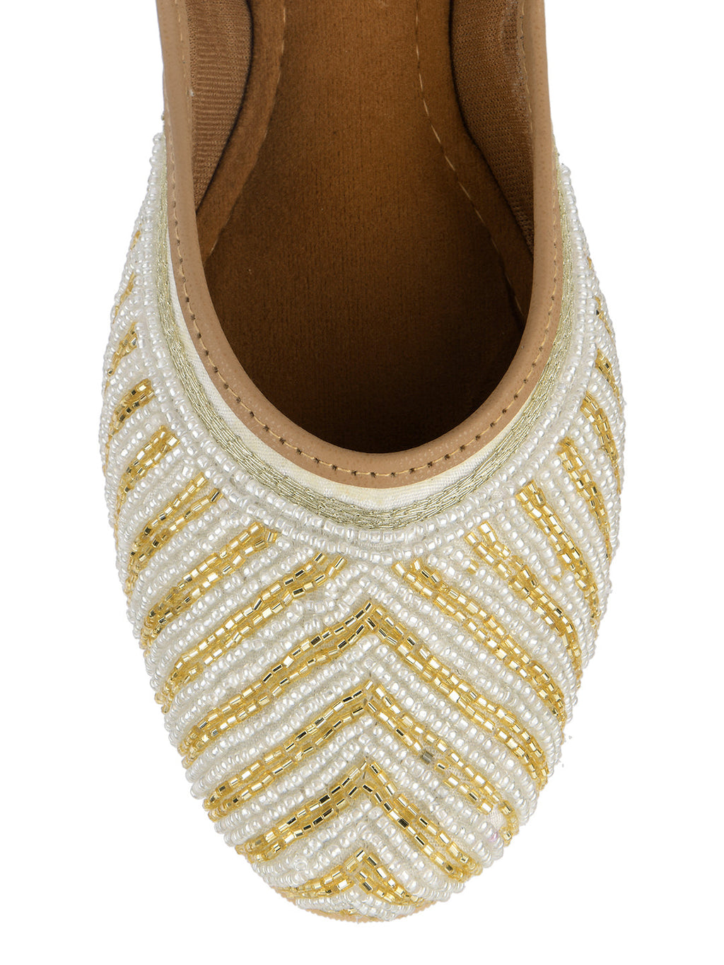 Desi Colour Women Indian Ethnic Footwear-Sleek Pearl-Off white