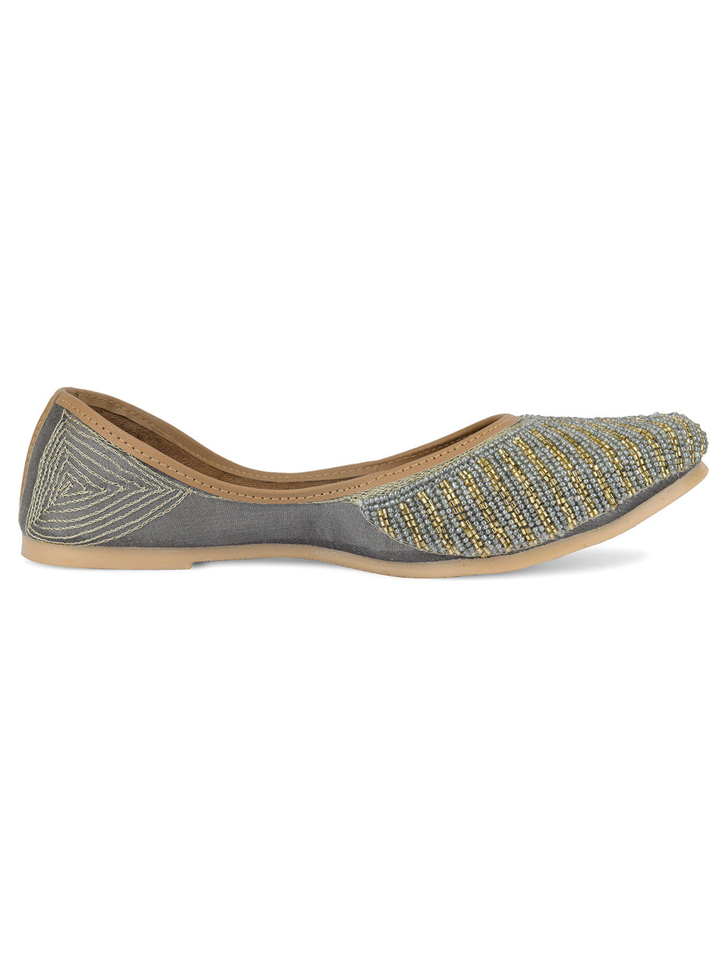 Desi Colour Women Indian Ethnic Footwear-Sleek Pearl-Grey