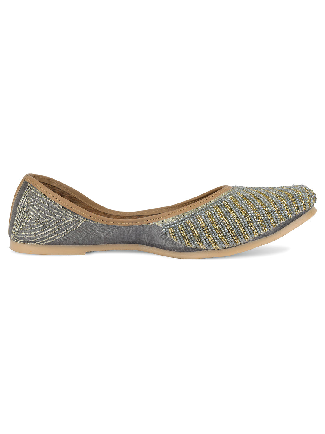 Desi Colour Women Indian Ethnic Footwear-Sleek Pearl-Grey