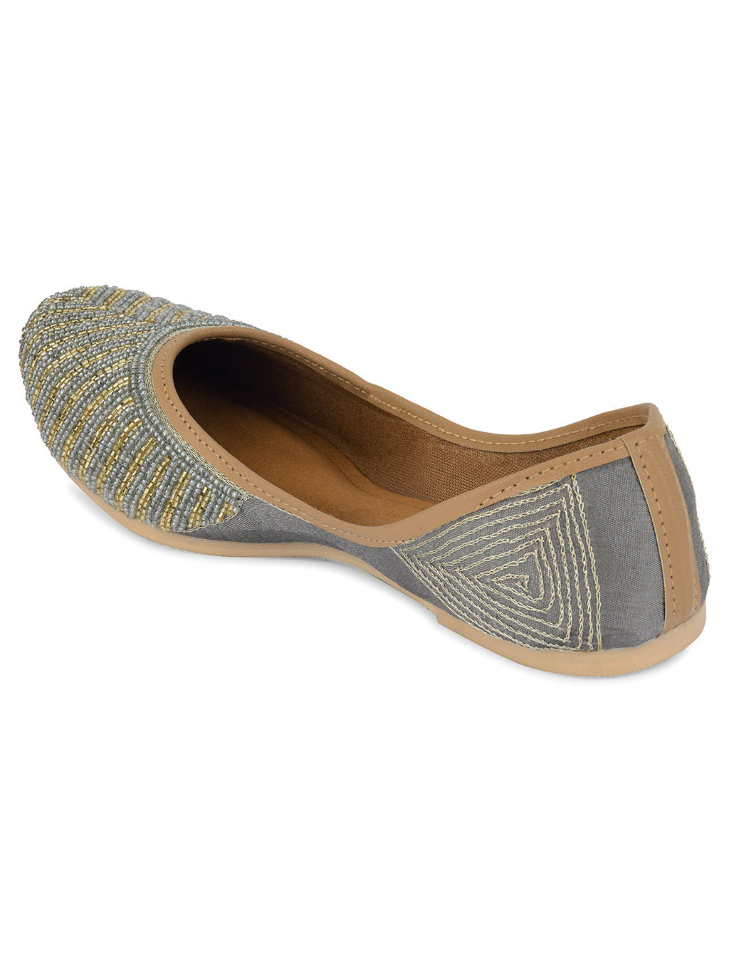 Desi Colour Women Indian Ethnic Footwear-Sleek Pearl-Grey