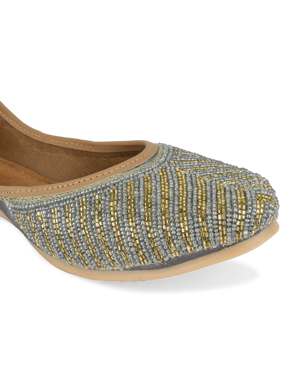 Desi Colour Women Indian Ethnic Footwear-Sleek Pearl-Grey